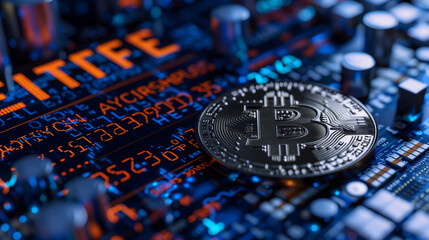 Bitcoin ETF fund, ETF Concept Entering the Digital Money Fund. ETF Exchange-traded fund stock market business finance investment concept, Bitcoin ETF, Exchange-traded fund and crypto