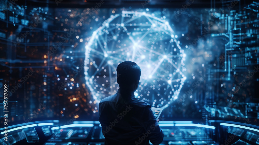 Poster artificial intelligence machine learning business internet technology concept.