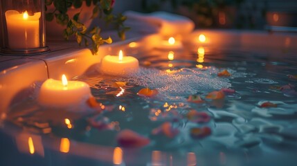 calming ritual of a nighttime self-care routine, focusing on skin health and mental wellness