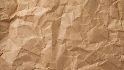 Brown crumpled paper texture background with copy space for text