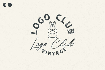Beautiful bunny logo design Template Vintage Illustration Template Classic Style, Easter Day, Ai generative