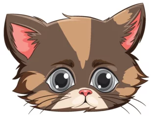 Fototapete Kinder Cute vector illustration of a brown kitten's face