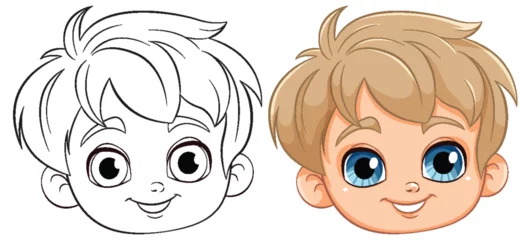 Fototapete Kinder Vector illustration from line art to colored face