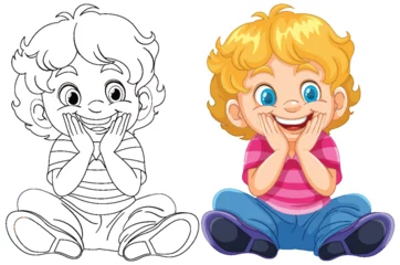 Fototapete Kinder Vector illustration of a joyful cartoon child