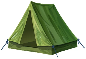 Fototapete Kinder Vector artwork of a green outdoor camping tent.