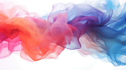 Swirling tendrils of multicolored smoke colliding with a blank white expanse- png - obrazy, fototapety, plakaty
