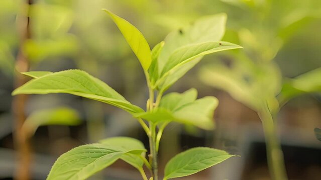The carefully selected scion and rootstock now united through the graft boast vibrant and healthy green leaves as a promise of their future growth.