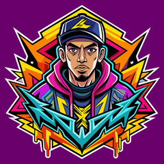 Tshirt Sticker Design of Street Style Icon Pay homage to streetwear culture with a bold and edgy design inspired by graffiti art and hip-hop aesthetics