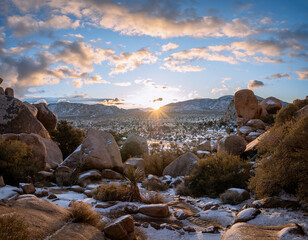 winter sunrise in the desert