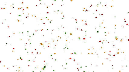 Earthy Elegance: Rich red, vibrant yellow, and deep green confetti gracefully descends in this 3D artwork, evoking the interconnectedness of life and the beauty of nature