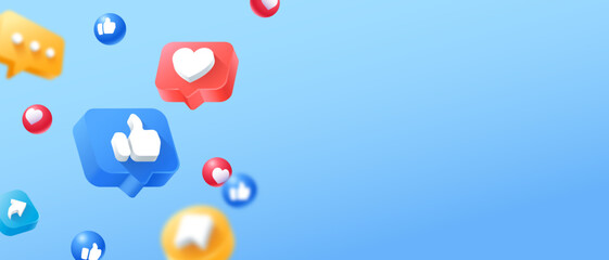 social media 3d icons background