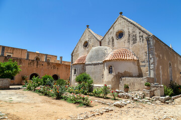 Arkadi or Moni Arkadiou monastery at Crete, Greece - famous Greek Orthodox monastery, symbol of Cretan freedom