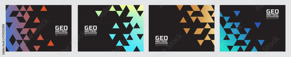 Poster set of the template with colorful on black gradient on the border position and space for text. color