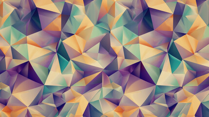 Geometric background with triangular colorful mosaic pattern in a mix of amber, lavender, and mint for modern art wallpaper