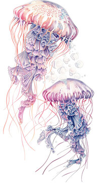 jellyfish in the sea watercolor