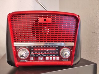 Radio Receiver Red in Retro Style