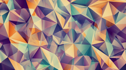 Geometric background with triangular colorful mosaic pattern in a mix of amber, lavender, and mint for modern art wallpaper