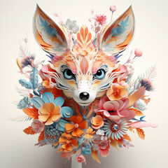 fox and flowers