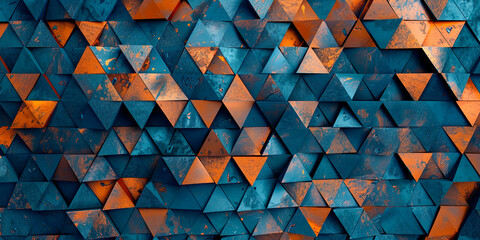 Abstract 3D geometric blue and copper background