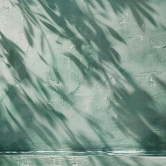 Inviting Turquoise Wall Illuminated by Dappled Light for Product Backdrops