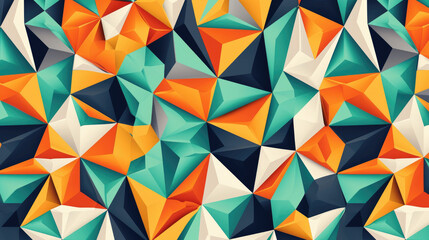 Abstract geometric background in orange, dark blue and lime green