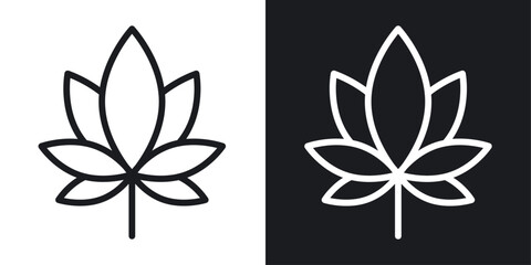 Marijuana Icon Designed in a Line Style on White background.