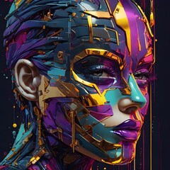 A glitched, pixelated mask vector emerges with striking intensity, each jagged edge and distorted line exuding a captivating allure. Generative AI