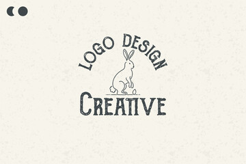Stylish bunny logo design Template Vintage Branding Template Classic Style, Easter Day, Ai generative