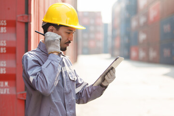 Custom officer inspecting the incoming containers cargo.