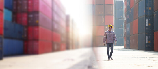 Custom officer inspecting the incoming containers cargo.