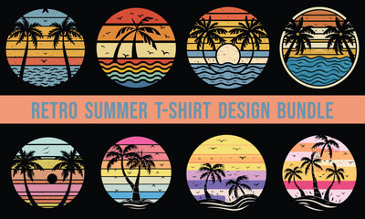 Retro Summer T-shirt Design Bundle