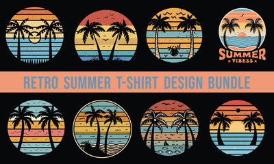 Retro Summer T-shirt Design Bundle
