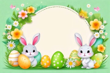 Obraz premium easter bunny with eggs​ background​