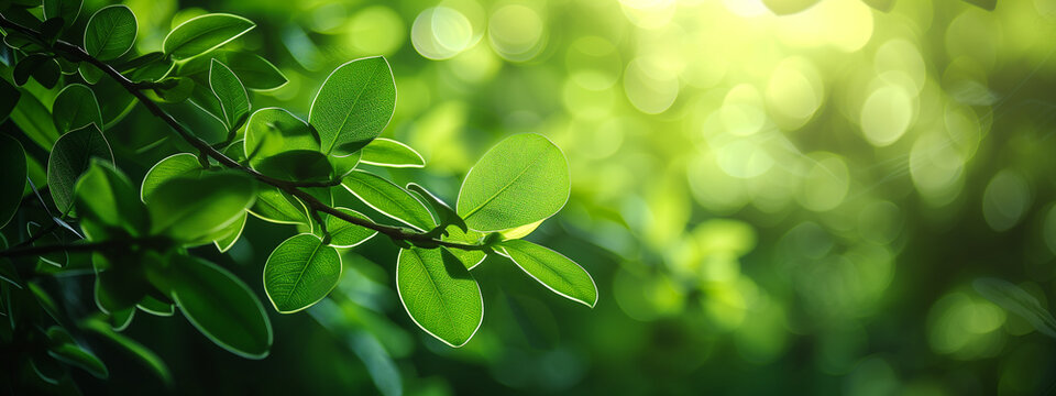 Green leaves in lush green colors background. Concept of ecology and healthy environment.