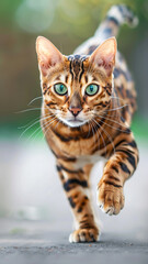 Bengal cats wild markings and piercing eyes, blending domestic charm with exotic allure