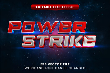 Fototapeta na wymiar Power strike game action 3d editable vector text effect
