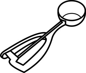 Ice cream scoop outline illustration vector