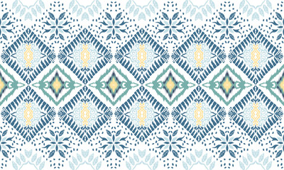 Hand drawn Ikat geometric folklore ornament. Tribal vector texture. Seamless striped pattern in Aztec style, tribal embroidery pattern, Indian, Scandinavian, Gypsy, Mexican, figure. folk style.