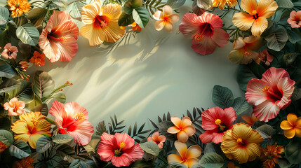 Fototapeta premium Frame with colorful flowers