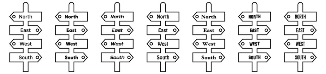 Different directions with north south east west