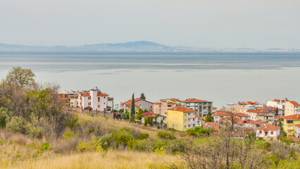 Fototapeta na wymiar scenic view of Marmara sea and Adalar islands from Koru (Yalova, Turkey)