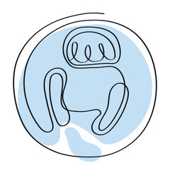 Weighing scales drawn with one line. Linear drawing of scales. Body weight measurement concept. Continuous drawing of lines with colored spots.