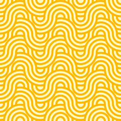 Ramen pasta noodle seamless pattern background. Asian cuisine food vector texture of yellow white wave lines geometric ornaments. Japanese and chinese ramen noodle pattern, oriental menu background - 750331487
