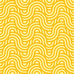 Papier Peint photo Lavable Visage de femme Ramen pasta noodle seamless pattern background. Asian cuisine food vector texture of yellow white wave lines geometric ornaments. Japanese and chinese ramen noodle pattern, oriental menu background