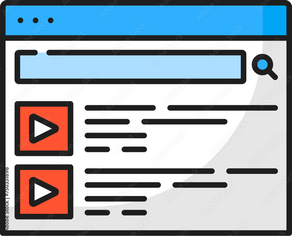 Poster videos. serp icon. search engine result page, internet data optimization technology, traffic seo and