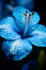 Breathtaking Beauty of a Solitary Blue Flower in Full Bloom against a Tranquil Natural Background