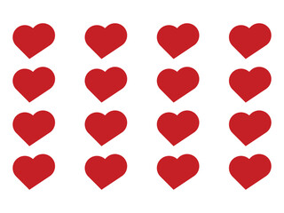  Collection of love heart symbol icons. love illustration set with colors black and red and outline vector hearts.