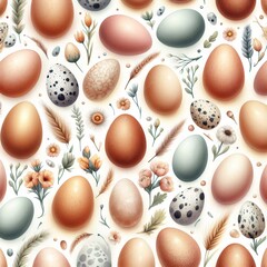 Easter seamless pattern with eggs and flowers Illustration. christian, Easter day, and festival concepts.