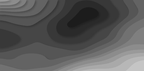 Vector black geometric 3d papercut wave carve line element. black wave decoration ornament. Luxury papercut black background. topographic canyon map light relief texture, curved layers and shadow.