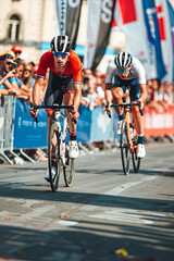 Athletes participating in a cycling race, concept of competition